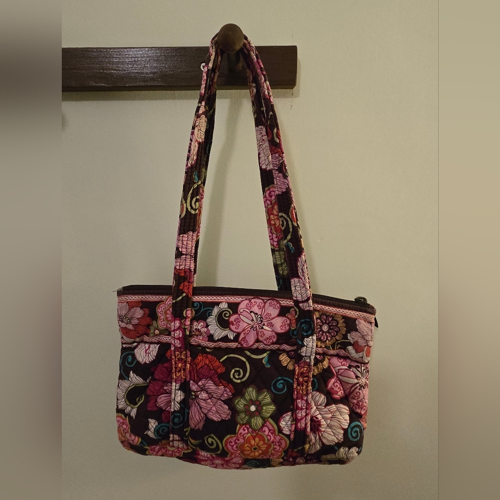 Vera Bradley - Floral Patterned Tote Bag - Pink and Brown - Picture 2 of 5